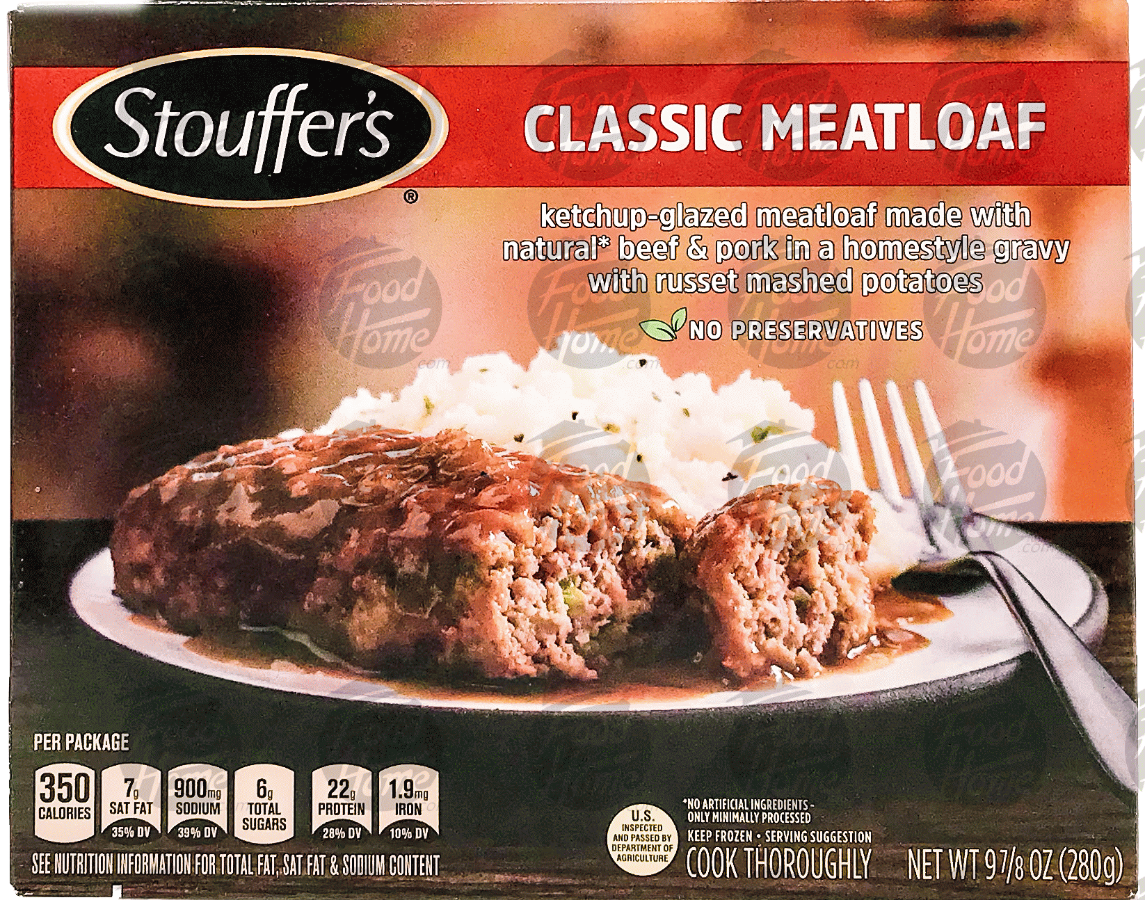 Stouffer's  meatloaf glazed w/ ketchup in a homestyle gravy with russet mashed potatoes Full-Size Picture